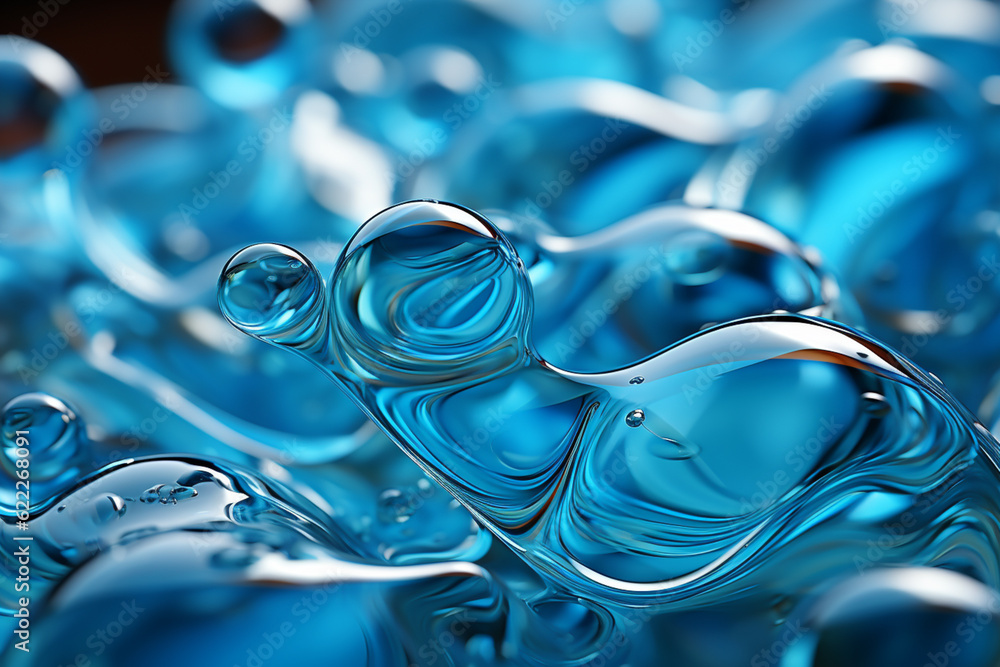 Poster beautiful abstract blue bubbles background pattern texture for design . generative ai technology.