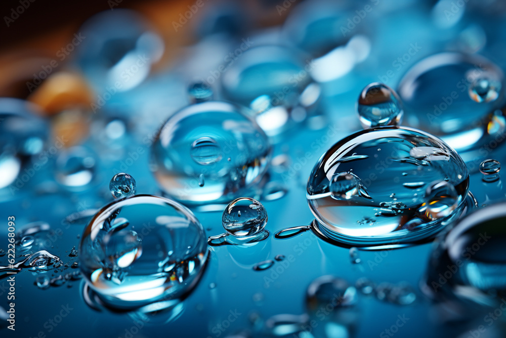 Poster beautiful abstract blue bubbles background pattern texture for design . generative ai technology.