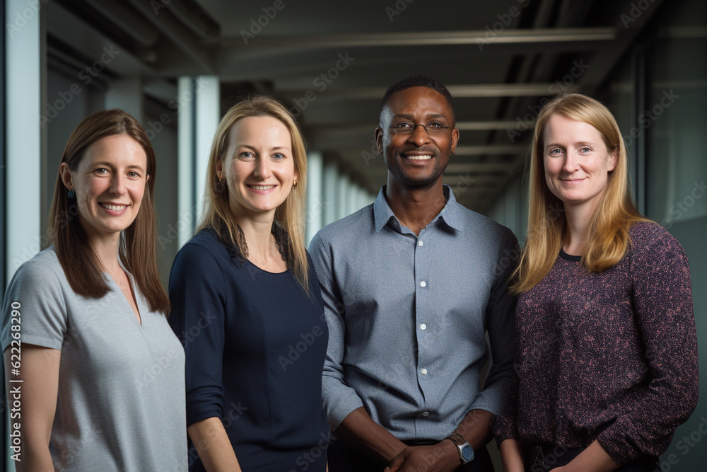 Aufkleber a dynamic image showcasing colleagues from various nationalities working together on a project, coll