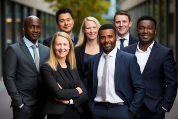 A professional headshot of a multinational team highlighting their diversity, colleagues, portrait, business Generative AI