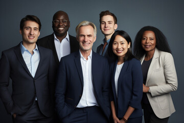 A dynamic image showcasing colleagues from various nationalities working together on a project, colleagues, portrait, business Generative AI