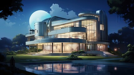 Fototapeta premium Building in the city. AI generated art illustration.