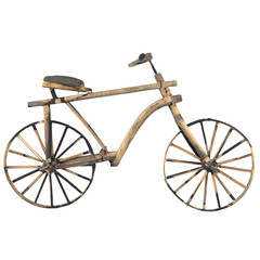 vintage wooden bicycle isolated