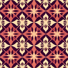 Captivating seamless pattern with a blend of red and beige, showcasing intricate geometric shapes inspired by art deco, perfect for stylish designs.