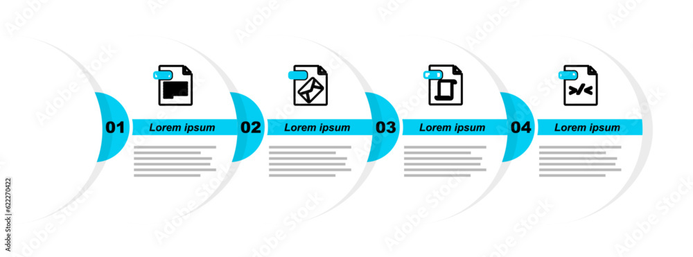Poster set line xsl file document, js, msg and txt icon. vector