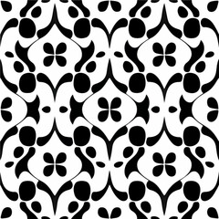Striking black and white abstract design featuring a seamless damask pattern, exuding elegance and sophistication.