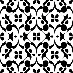 Striking black and white abstract design featuring a seamless damask pattern, exuding elegance and sophistication.