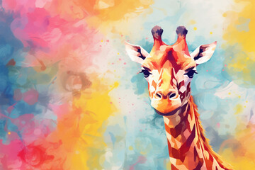 watercolor style painting of a giraffe