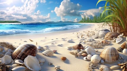 Fototapeta na wymiar sand with beautiful island