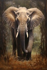 Fototapeta na wymiar African elephant in safari landscape, showcasing nature's wonders.