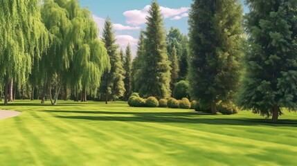 Obraz premium garden with green trees