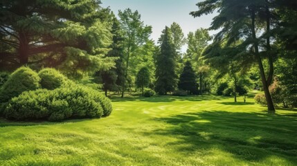 Obraz premium garden with green trees