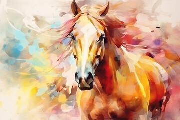watercolor style painting of a horse