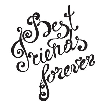 best friends forever, hand drawn lettering, post card