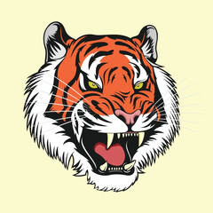 tiger head vector illustration angry tiger design