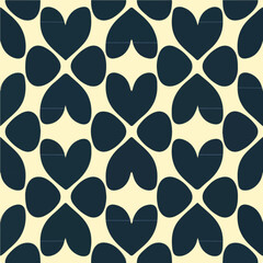 Charming black and white seamless pattern featuring adorable hearts, perfect for fabric designs and repeating motifs.