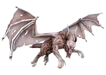 3D Rendering Fairy Tale Dragon on White