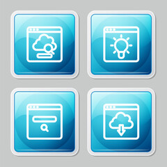 Set line Cloud technology data transfer, Browser window, Search engine and download icon. Vector