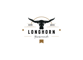 Vintage apparel logo with longhorn skull