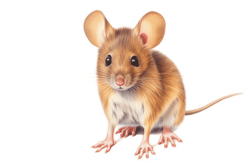 Colored Pencil Sketch: Field Mouse Animal on Paper. Generative AI
