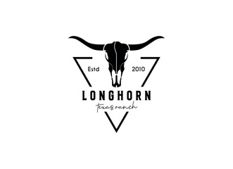 Vintage apparel logo with longhorn skull