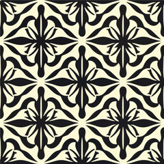 Mesmerizing black and white geometric design that captivates with its seamless pattern. It features an elegant damask pattern, infused with delicate dark flower motifs.