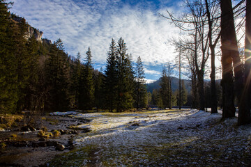 Obraz premium Beautiful view on the snow Tatry. Zakopane, Giewont, Kasprowy Wierch, Swinica, Rysy, Kresanica