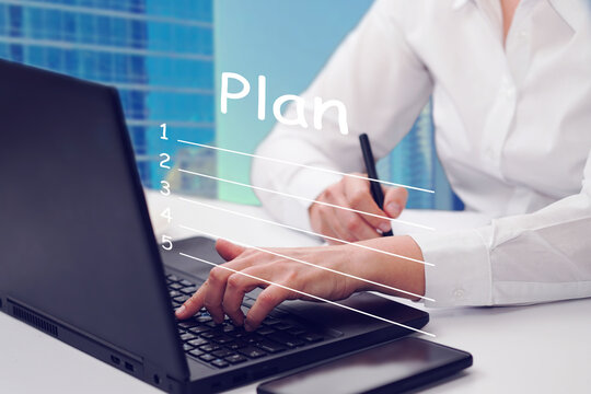     Business plan list blank concept. Virtual screen.