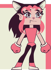 Cute werewolf girl. Original cartoon character. 