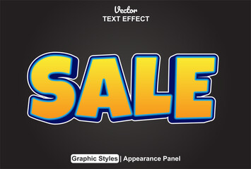 sale text effect with orange graphic style and editable.
