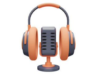 3d render of podkes microphone and headset