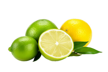 Lime Lemon Citrus Citron Fruit Transparent Background. Generative AI