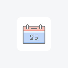 Calendar Showing 25 December Date Awesome Fill Icon
