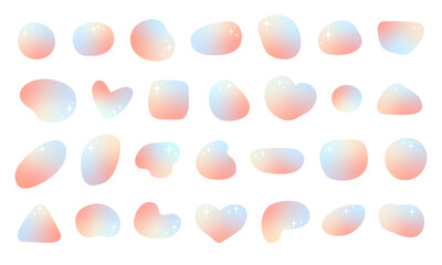 Abstract gradient blob shapes. Random, hand drawn shapes. Simple modern round geometric shape pastel design element for background, flyer, advertisement, sale banner, website, app and other project.