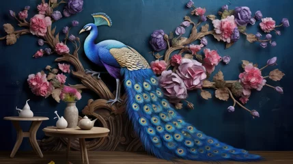 Foto op Plexiglas 3d peacock background and 3d peacock tumbler wrap © Zain Graphics