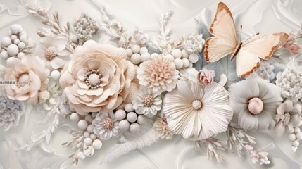 Obraz na płótnie Canvas 3d floral background and 3d floral tumbler wrap