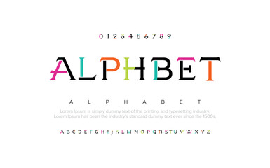 Fototapeta Alphabet Modern abstract digital alphabet font. Minimal technology typography, Creative urban sport fashion futuristic font and with numbers. vector illustration obraz