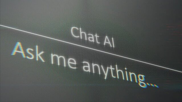 Futuristic chat ai user interface in action, artificial intelligence system, chatting with a bot, dynamics elements, advanced ai technology.