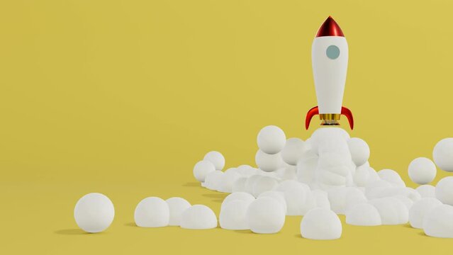 Ship rocket launch. Startup new business project. New business project concept. Vehicle concept. Space shuttle. Smoke cloud.