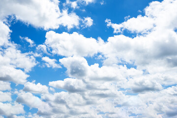 Naklejka na ściany i meble Blue sky and white cloud soft, White cloud background, Winter sky in thailand, Cloud wind sky.