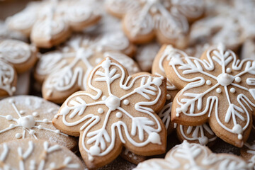 Glazed Christmas Cookies, Festive Decorated Cookies, Baked Cookies – Generative Ai