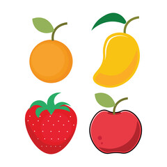 set of fruits vector colorful fruits