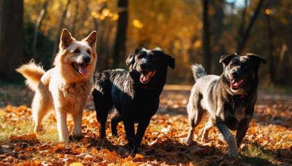 Canine Joyful Diversity of Happy Dogs in a Group Portrait at the Park Generative AI