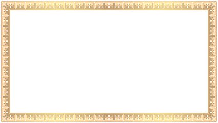 Gold frame border on transparent background