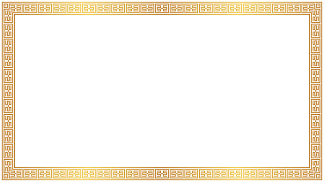 Gold frame border on transparent background