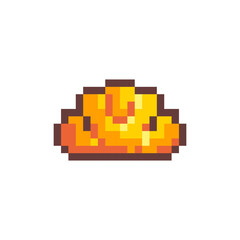 Pixel Art Croissant. Retro 8 bit Style Bakery Dessert Croissant Illustration. Ideal for Sticker, Retro Decorative Element, Game Asset, Emoji, or Cute Geek Avatar.