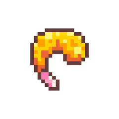 Fototapeta premium Pixel Art Fried Shrimp. Retro 8 bit Style Fast Food Fried Shrimp in batter. Illustration. Ideal for Sticker, Retro Decorative Element, Game Asset, Emoji, or Cute Geek Avatar.