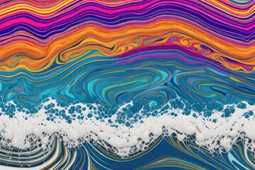  acrylic illustration of colorful waves (Ai generative)