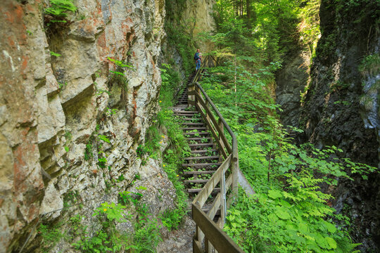 Hiking in the gorge Wolfsklamm in Stans, Tirol - Austria
