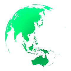 Highly detailed Earth globe with Australia, New Zealand and Oceania. Png clipart isolated on transparent background